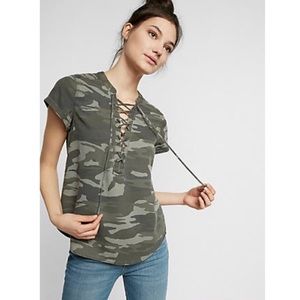 Express camouflage lace up shirt